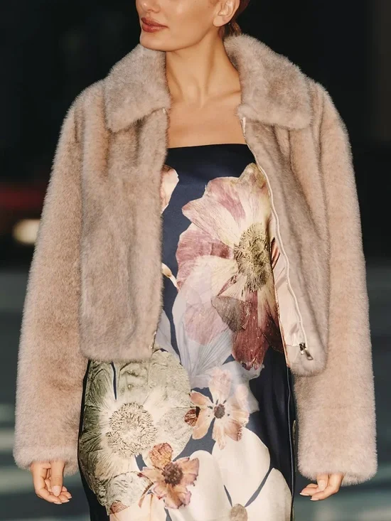 Anthropologie Rae Faux Fur Crop Jacket by Maeve - Picture 2 of 9